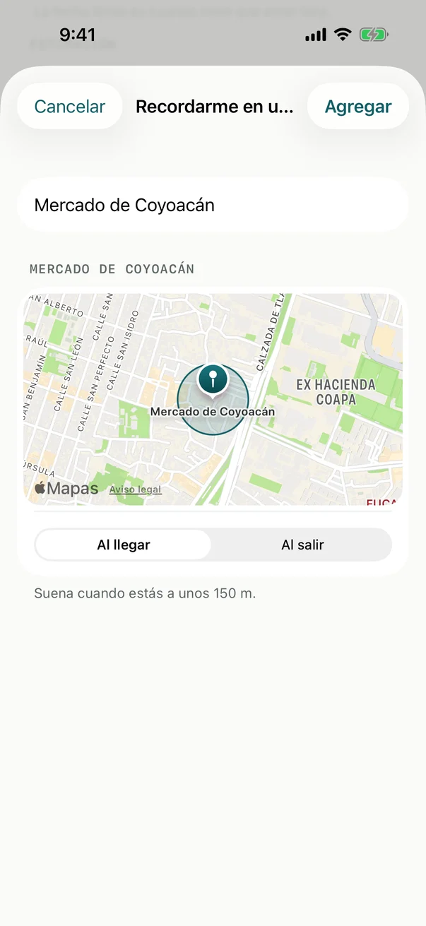 Recordarme en un lugar: el Mercado de Coyoacán en un mapa, con Al llegar elegido